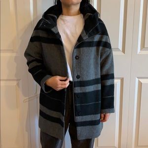 LOFT Petite Wool Black and Gray  Coat